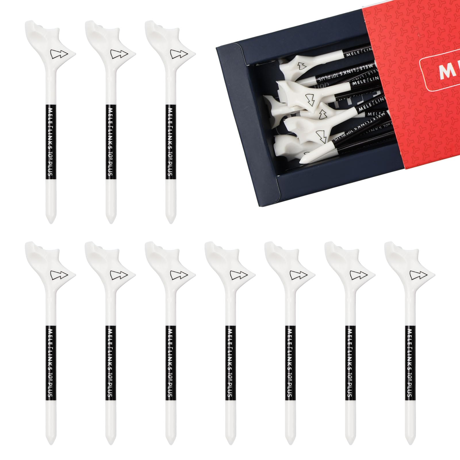 Rundago 10 Pcs Golf Tees Plastic, Golf Tees Unbreakable, Premium 10°Golf Tee, Reducing Friction and Increase Distance, for Golf Ball