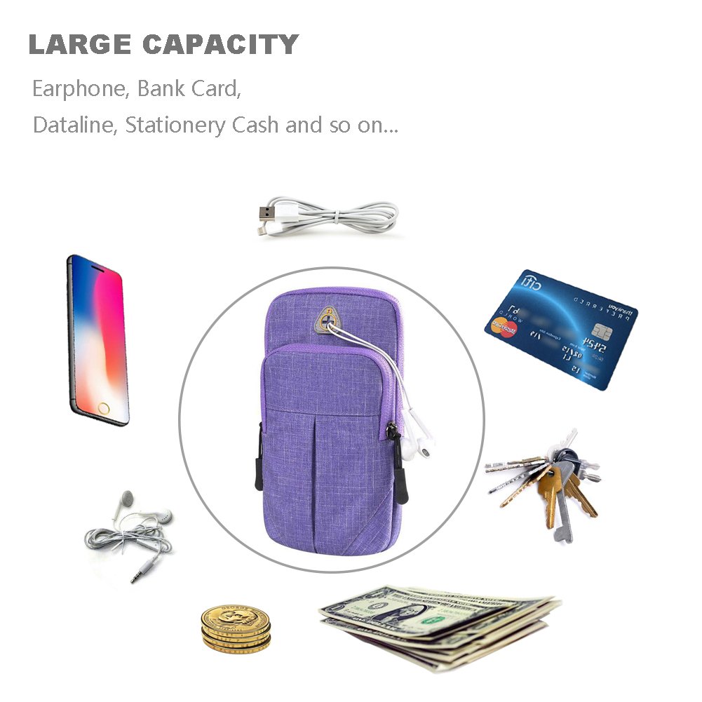 LENPOW Multifunctional Outdoor Sports Armband Sweatproof Running Armbag Casual Arm Package Bag Gym Fitness Cell Phone Pockets Key Holder for iPhone X 8 7 6s 6 Plus Samsung Galaxy Note 5 4 S9 S8 Edge