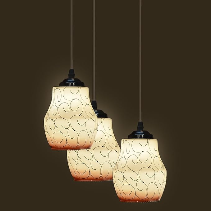 Somil Pendant Ceiling Lamp Set Of Three Lamp Hanging In One Fitting Colorful & Hand Decorative Only From Lakshya Sky