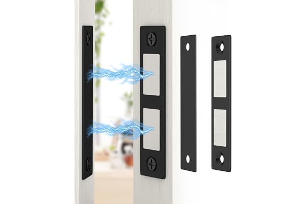 Jiayi Cabinet Door Magnets 30 LB, 2 Pack Ultra Thin Magnetic Cabinet Latches Black Magnetic Door Catch Slim Cupboard Magnets