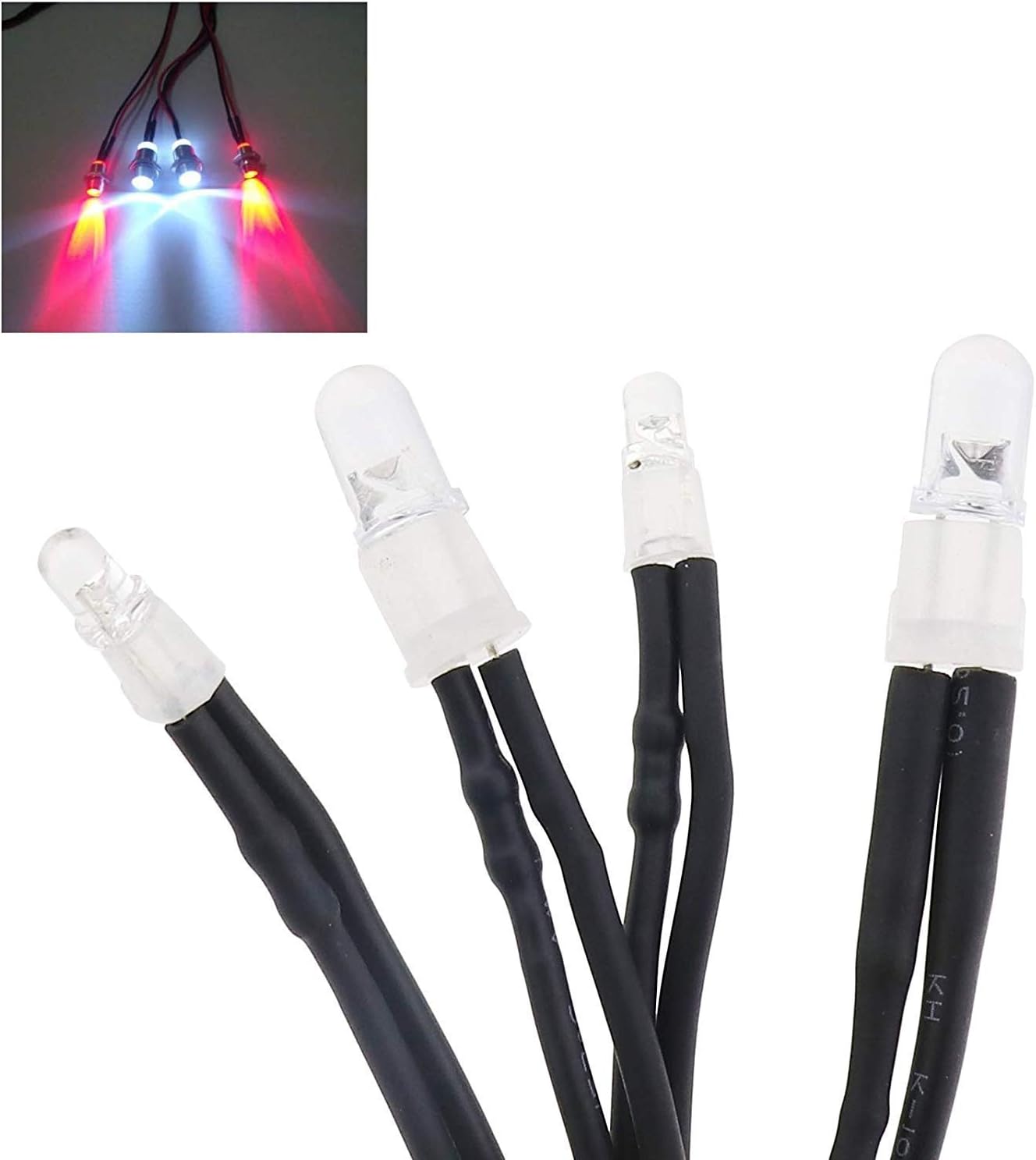 YUNIQUE GREEN-CLEAN-POWER, Multicolor LED Lights 5mm Red/3mm Blue/White, 72cm, JR Connector, 3-7V, for Cars Drones, Modeling - Image 4