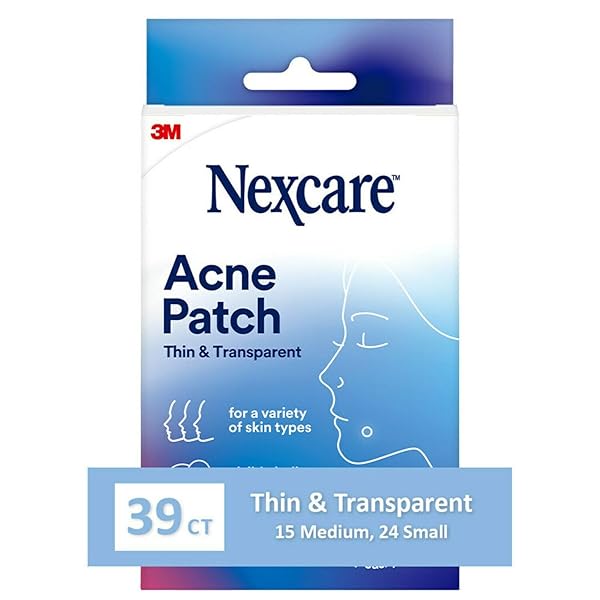NEXCARE THIN AND TRANSPARENT ACNE PATCH, SKIN COVER ABSORBS PUS AND OIL FROM CLOGGED PORES, MADE WITH HYDROCOLLOID, TAB ALLOWS FOR EASY REMOVAL FROM LINER – 39 PIMPLE PATCHES