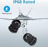 AVARTEK 20pk M20 20mm IP68 Waterproof Nylon Cable Glands 6-12mm Black view 7