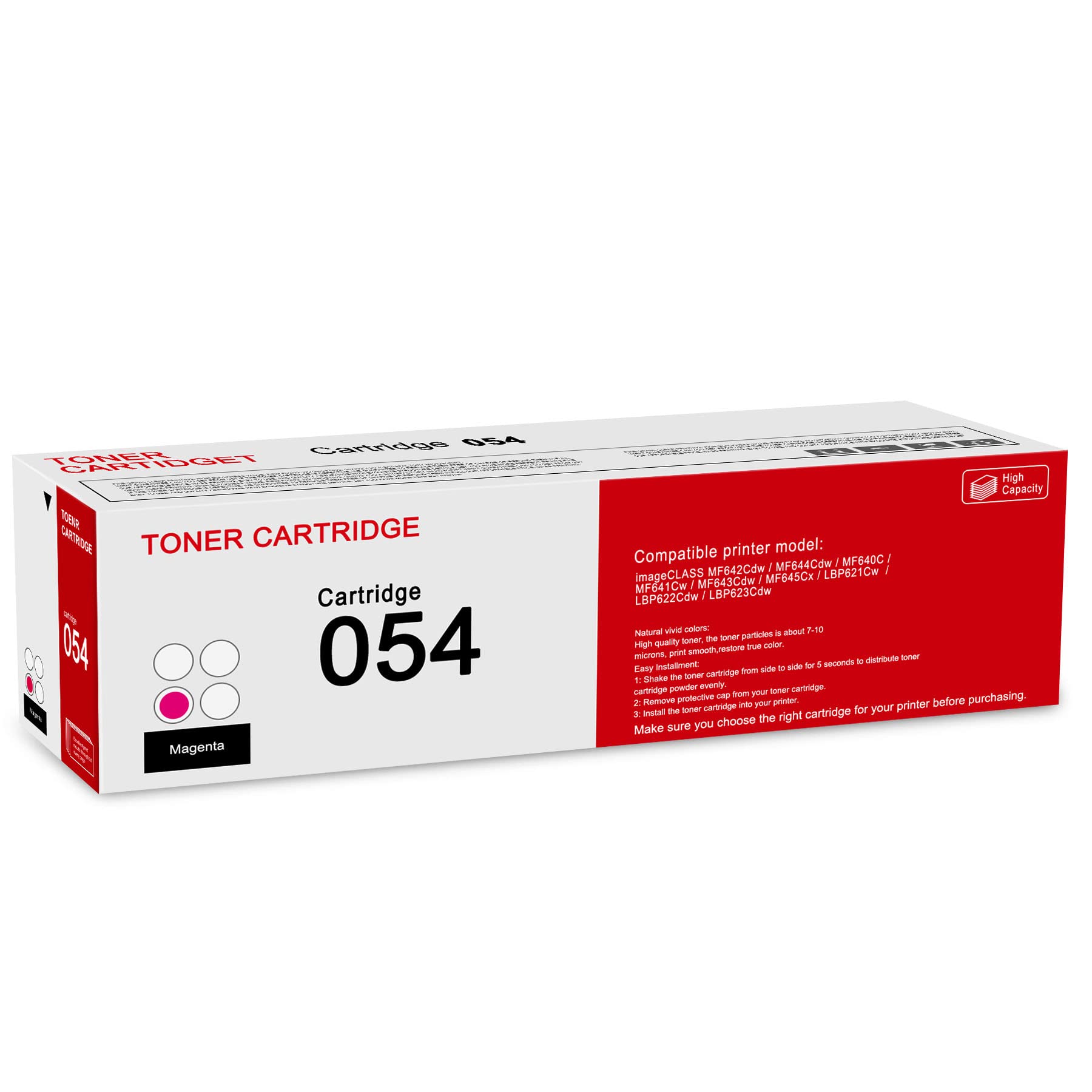 Photo 1 of 1 Pack 054 3022C001 Magenta Toner Cartridge: Compatible CRG-054 Replacement for Canon imageCLASS MF642Cdw MF644Cdw MF640C MF641Cw MF643Cdw MF645Cx LBP621Cw LBP623Cdw LBP622Cdw Printer