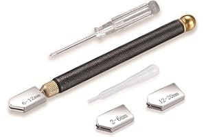 ECOMAID 5 PCS Glass Cutter Kit, Pencil Style Glass Cutter Upgrade Glass Cutting Tool with Glass Cutting Oil & 3 Carbide Cutti