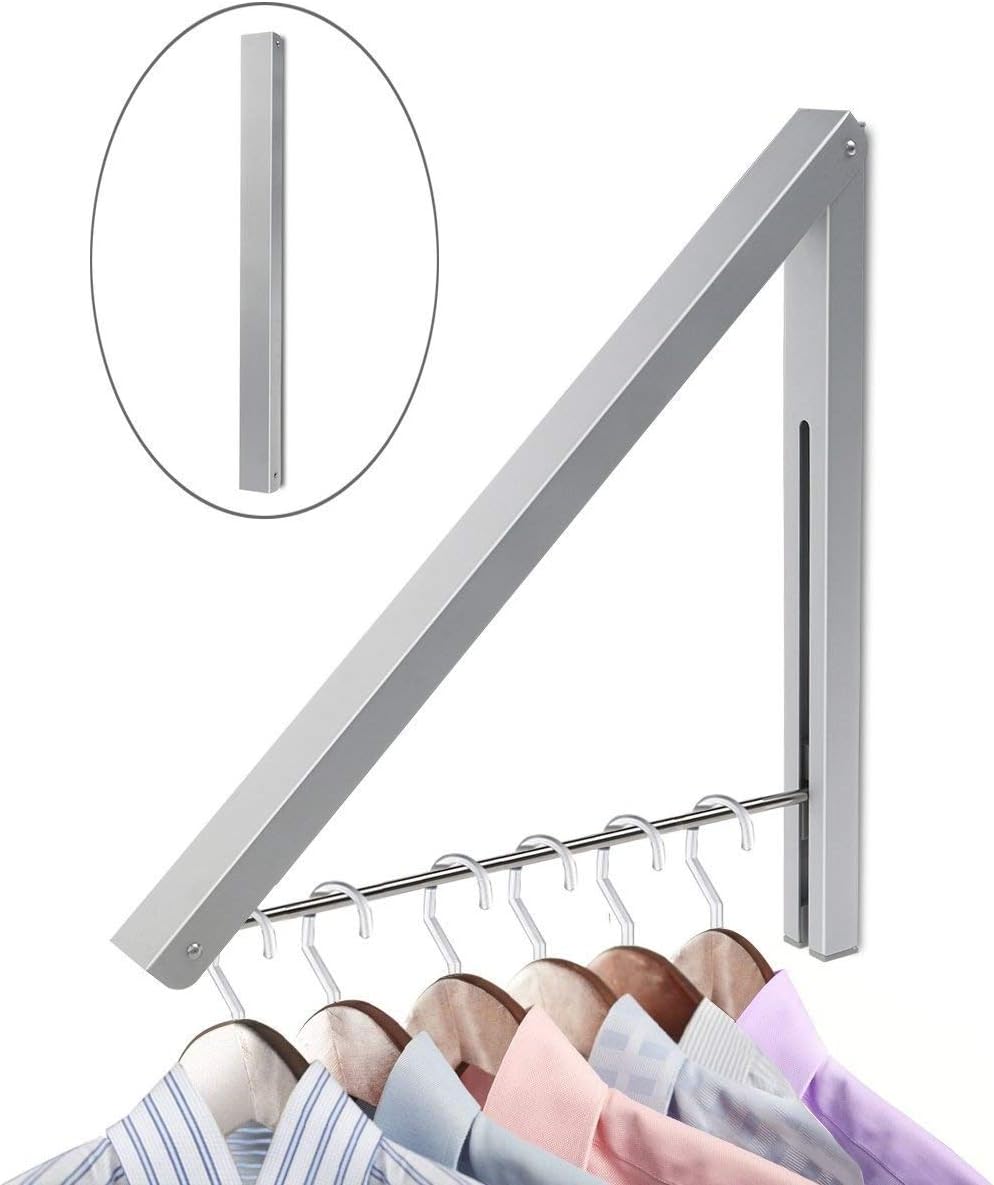 Wall Mounted Drying Rack Clothes Hanger Folding Wall Coat Racks Aluminum Home Storage Organiser Space Savers