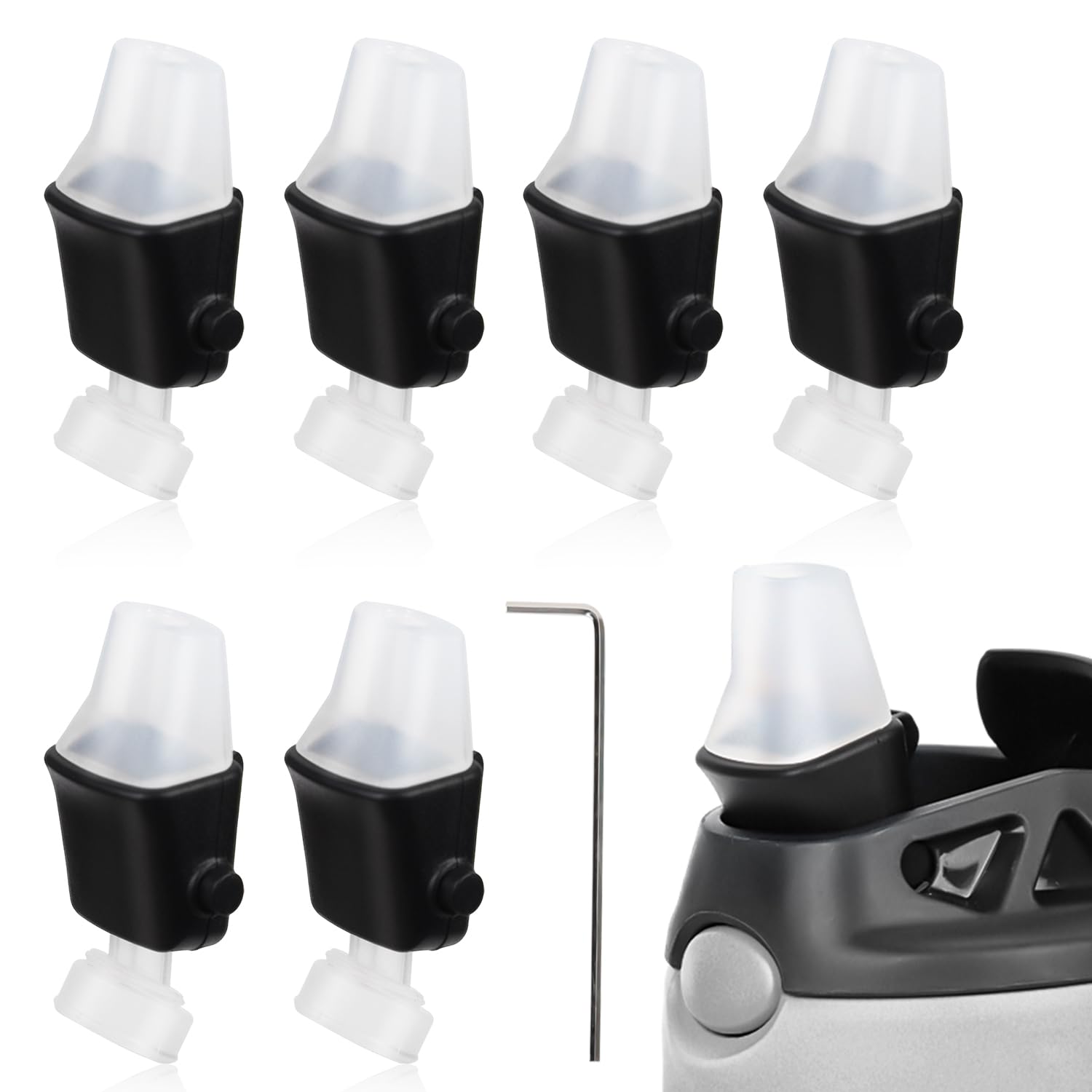 6pcs Lid Spout Replacement for Contigo, BPA-Free Lid Parts Replacement with Wrench Soft Silicone Mouthpiece Newest Water Bottle Accessories Compatible with Contigo Aubrey Kids 14oz 20oz