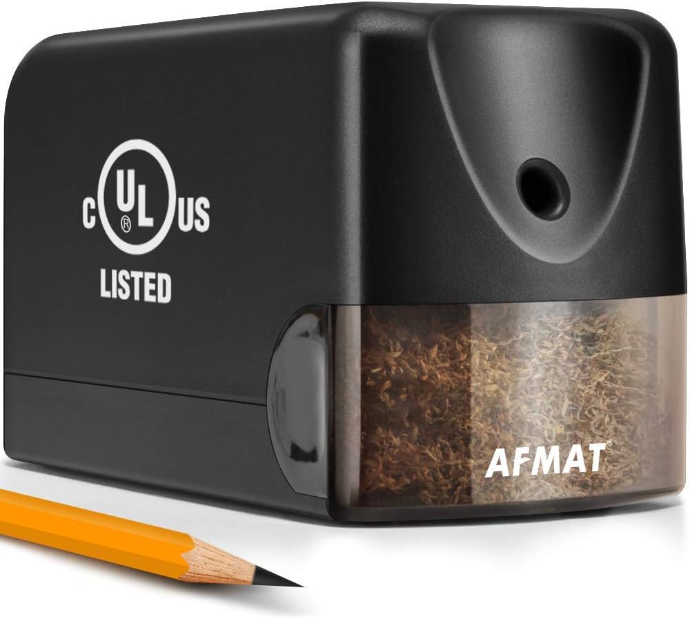 AFMAT Electric Pencil Sharpener Heavy Duty, Classroom Pencil Sharpener for 6.5-8mm No.2/Colored Pencils, UL Listed Industrial Pencil Sharpener w/Stronger Helical Blade, Best School Pencil Sharpener : Office Products