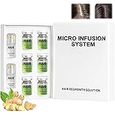 Hair Regrowth System, Advanced Hair Growth Treatment Ginseng, Eclipta Prostrata,Peppermint Oil & Ginger Root,Strengthens Hair Roots,Thickening Serum for Men & Women (1 Set)