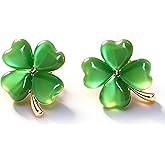 St Patricks Day Earrings for Women, Trendy Statement Four Leaf Clover Shamrock Earrings Stud, St Patricks Day Outfits & Shirt Accessories for Women