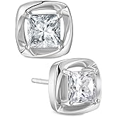Original Design Moissanite Stud Earrings for Women, Pricess Cut/Oval Cut/Pear Cut/Heart Cut, Solid 925 Sterling Silver Hypoallergenic, Birthday Valentines Anniversary Mother's Day Ideal Gift for Her