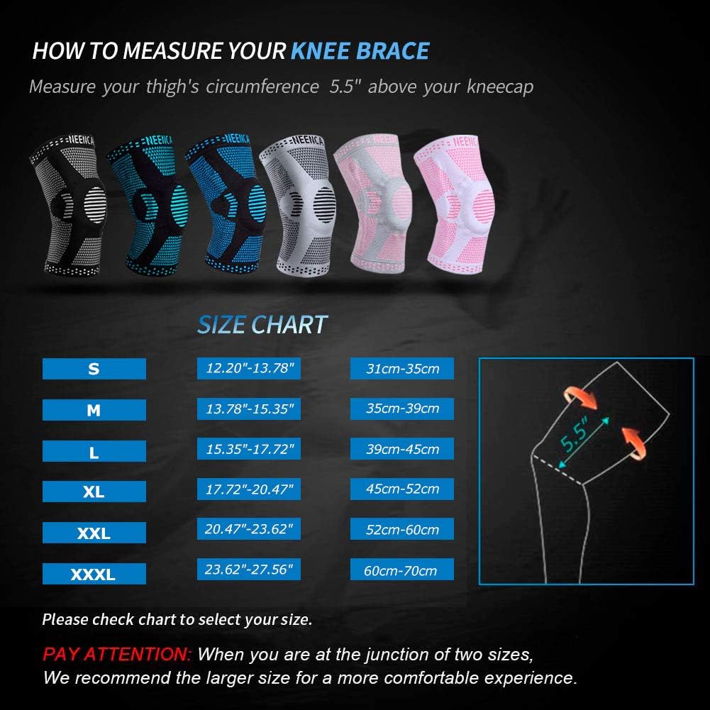NEENCA Professional Knee Brace,Knee Compression Sleeve Support for Men Women with Patella Gel Pads & Side Stabilizers,Medical Grade Knee Pads for Running,Meniscus Tear,ACL,Arthritis,Joint Pain Relief: Sports & Outdoors