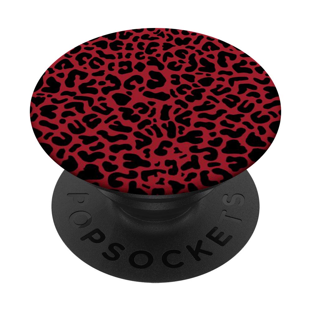 Garnet Red Black Trendy Leopard Print Cheetah Pattern Gift PopSockets PopGrip: Swappable Grip for Phones & Tablets