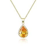 Linawe Citrine Yellow Crystal 14K Gold Chain