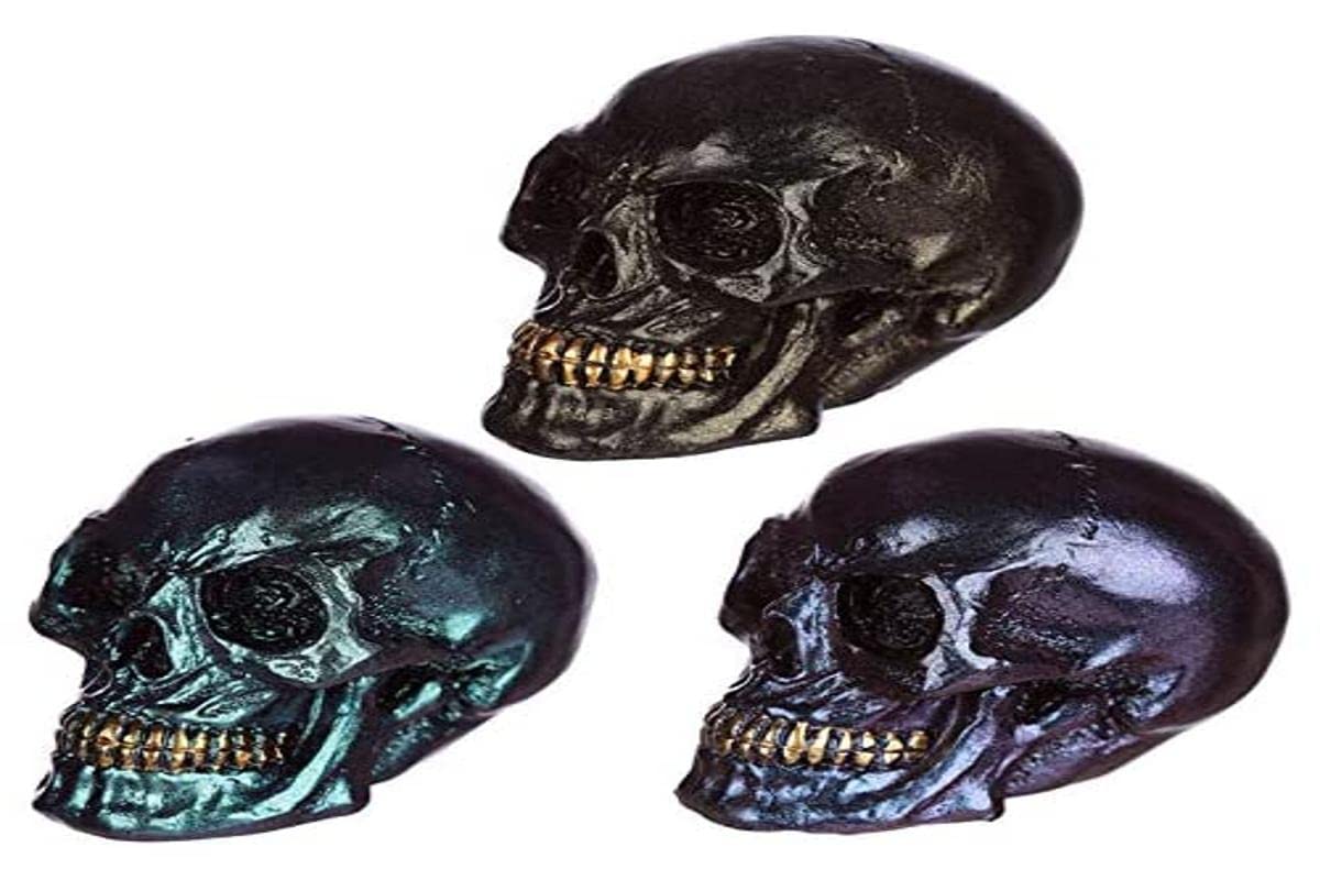 Puckator Small Iridescent Skull - Home Decoration - Iridescent Skull - Ornaments - Resin - Home Accessories - Living Room Accessories - Human Skeleton - Goth Gifts For Men