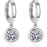 18K Gold over S925 Sterling Silver 2CT Diamond Huggie Earrings for Women, D Color VVS1 Brilliant, Thoughtful Gift for Her on Anniversary