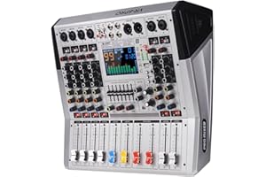 Yamnweo VR-6 PRO Amplifier Mixing Console Integrated Machine -550W × 2 High Power Output, 99 DSP Effects, Bluetooth Audio Mixer, Large Screen Spectrum Display, Intelligent Noise Reduction DJ mixer