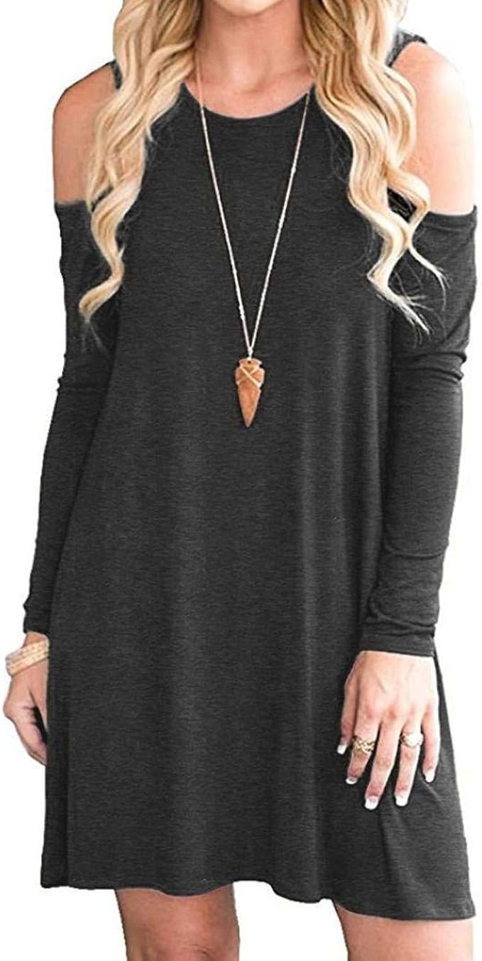 Shirt Dresses Ladies Spring Unique Dress Shirt T Long Sleeve Round Neck