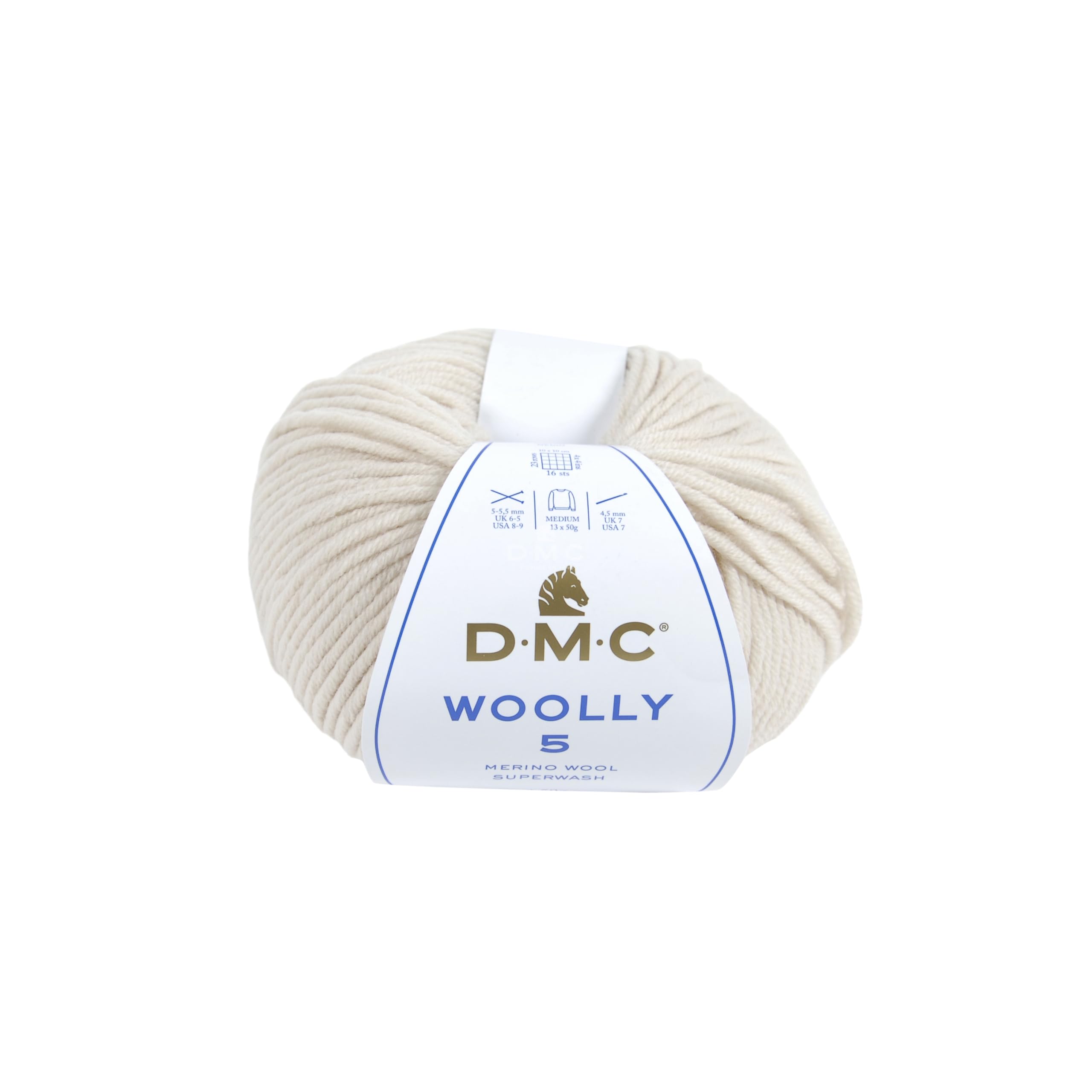 DMC Woolly 5 Merino Wool, Cream, 50g