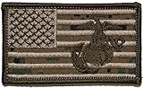 Superimposed Marine Corps EGA / USA Flag 2x3.5 Military Patch / Morale Patch (Woodland Digital Marpat)