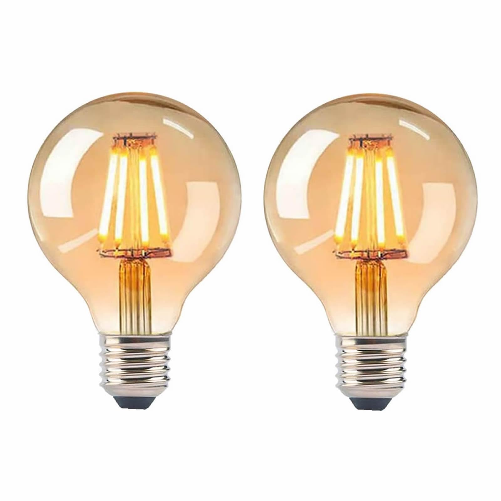 Jiotouhu E27 Vintage Light Bulbs, LED Edison Screw Bulb, No Dimmable, G80 No Flicker Filament Light Bulbs, 4W (40 Watts Equivalent) 400 Lumen Warm White 2700K Energy Saving Bulb, 2 Packs