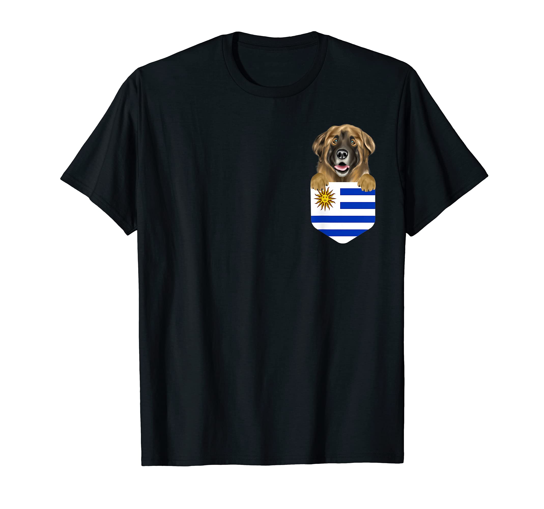 Uruguay Flag Leonberger Dog In Pocket T-Shirt