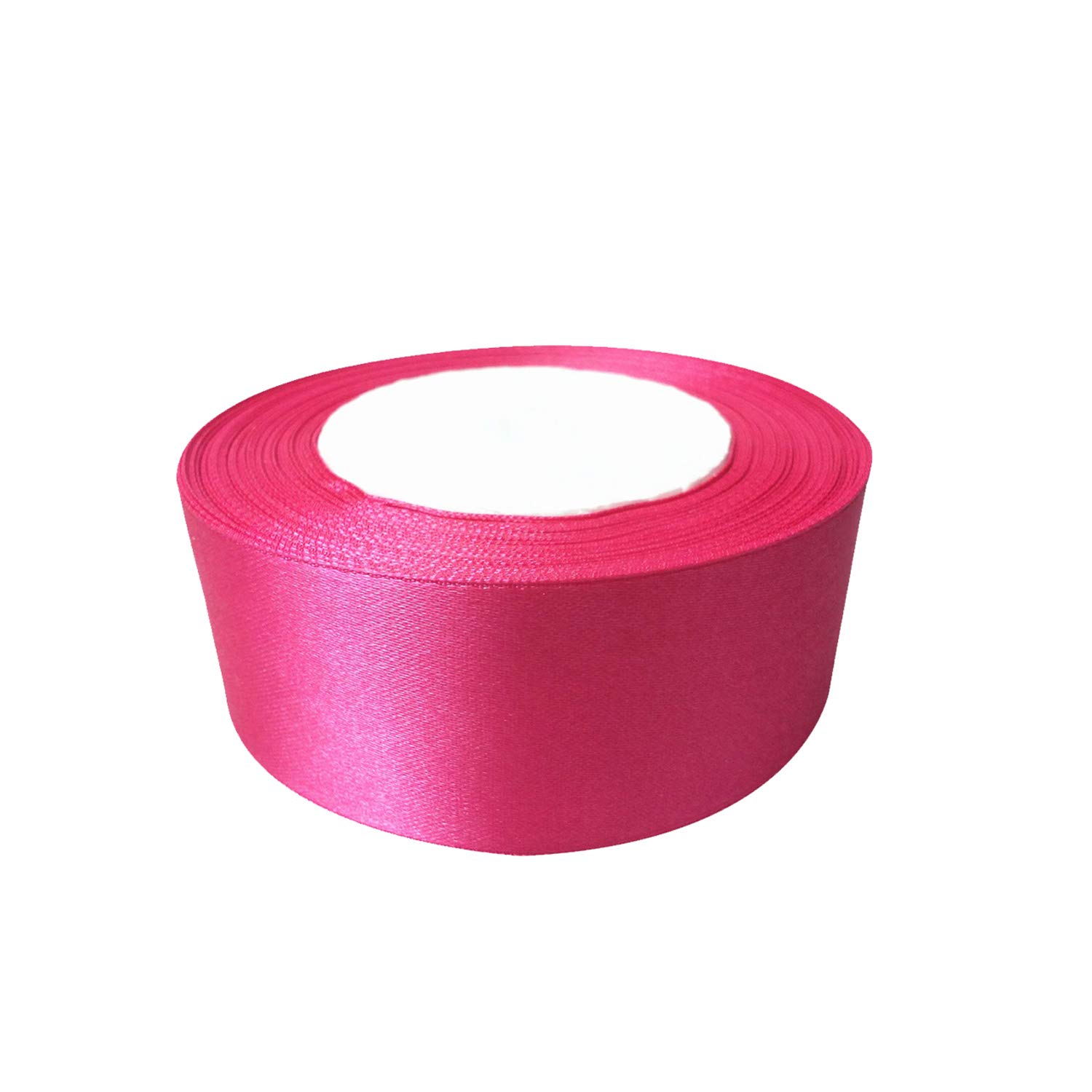 Trimming Shop 40mm Double Sided Satin Ribbon 25 Metres Roll - 100% Polyester Craft Ribbon for Gift Wrapping, Bow Making, Sewing, Wedding Decoration, Hair Accessories & DIY Crafts, Hot Pink