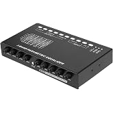 pizarra 5-Band Car Audio Equalizer, Adjustable 5 Bands EQ Car Amplifier Graphic Equalizer with CD/AUX Input Select Switch,Black