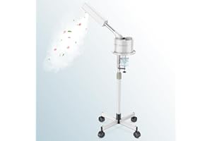 KINGSTEAM Professional Iron Facial Steamer, Ozone Facial Steamer on Wheels, Design for Face Sauna Spa and Personal Care Use at Home or Salon (Up-Grade White)