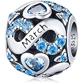 WOSTU 925 Sterling Silver Birthstone Bead Charm Jewelry for Charms Bracelets for Women Mother Sister for Gifts for Birthday Mother's Day Thanksgiving Christmas