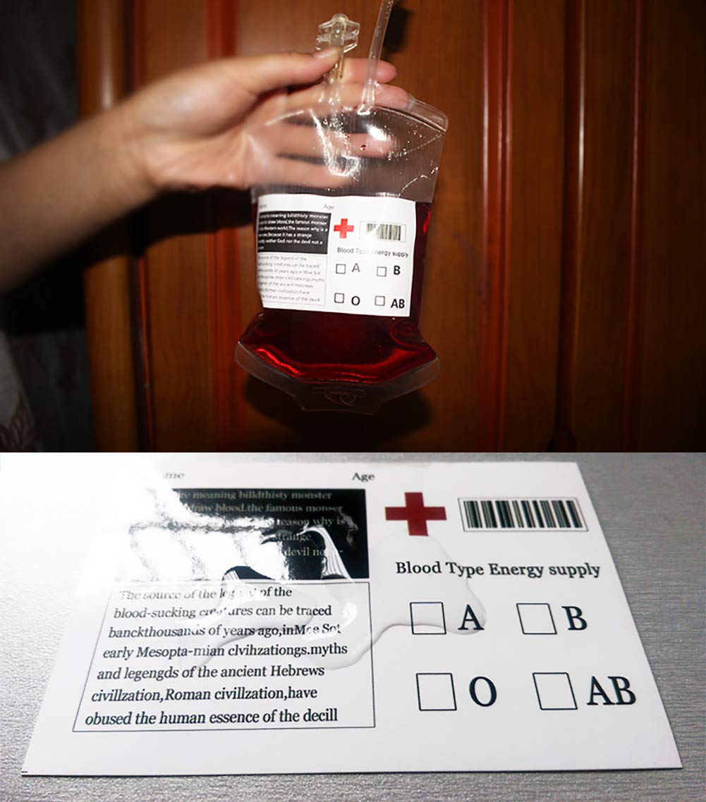 Trooer 12 Pack Halloween Blood Bags for Drinks 11.8 Fl Oz IV Bag Live