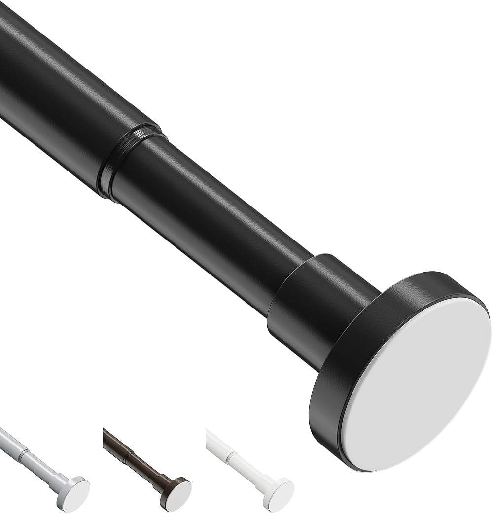 WELDUN Extendable Shower Curtain Rod 48-118cm No Drill Telescopic Pole Black