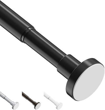 WELDUN Extendable Shower Curtain Rod 48-118cm No Drill Telescopic Pole Black