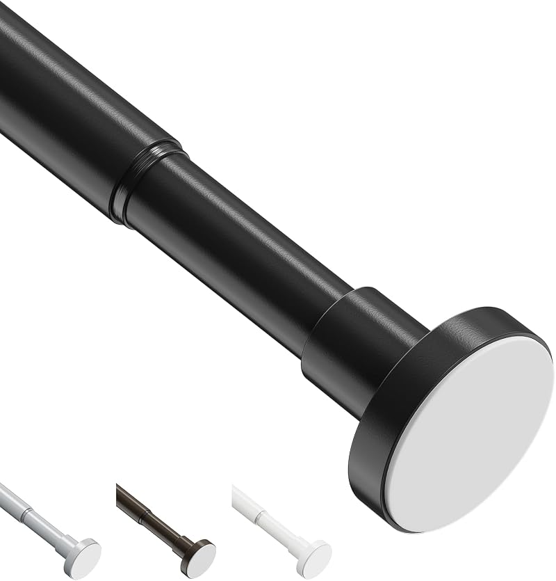 WELDUN Extendable Shower Curtain Rod 48-118cm No Drill Telescopic Pole Black