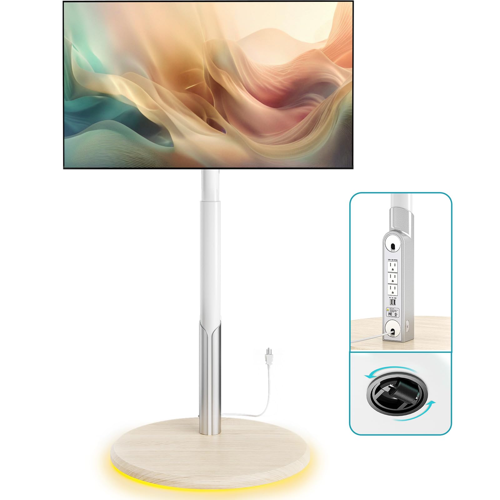 Photo 1 of **THE DESCRIPTION IS FOR REFERENCE ONLY.***LLDEPLL Floor Mobile TV Stand with Power Outlet, Rolling TV Cart for 27-65 Inch OLED LED Monitors, 6 Levels of Height Adjustment, Ambient Lighting on The Bottom Wheels Holds up to 88lbs, 400x400mm