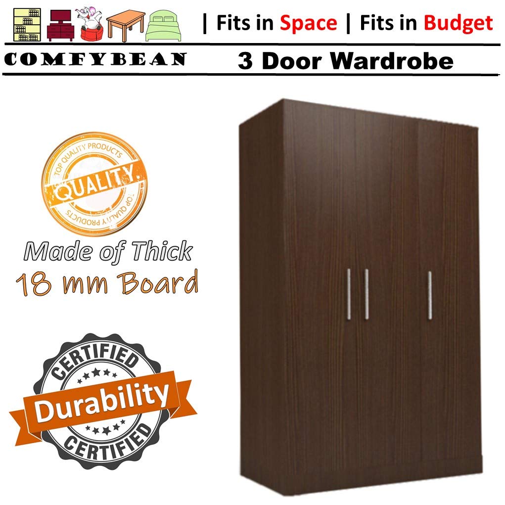 Comfybean Peru Compact Wardrobe Engineered Wood 3 Door