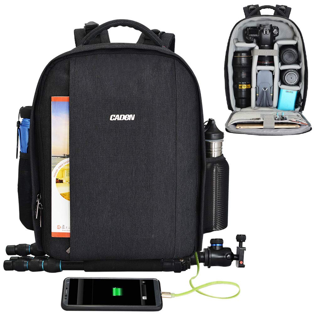 CADeN Camera Backpack Professional DSLR Bag with USB Charging Port Rain