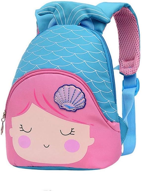 3D Animal Children School Backpack for Girls Mermaid Backpack and Animal Preschool Backpack Childrens for Toddlers (Blue-Pink Hair)