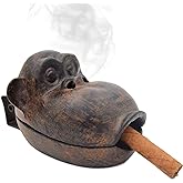 Cigar Ashtrays, Outdoor Ashtray with Lid Cigarette Holder Cigar accessories Ash Tray for Patio Indoor Home Decor Cast Iron Monkey, Best Gift for Smokers (Larger Size)