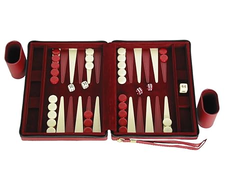 Portfolio Gammon - Maroon - Magnetic Travel Backgammon Set