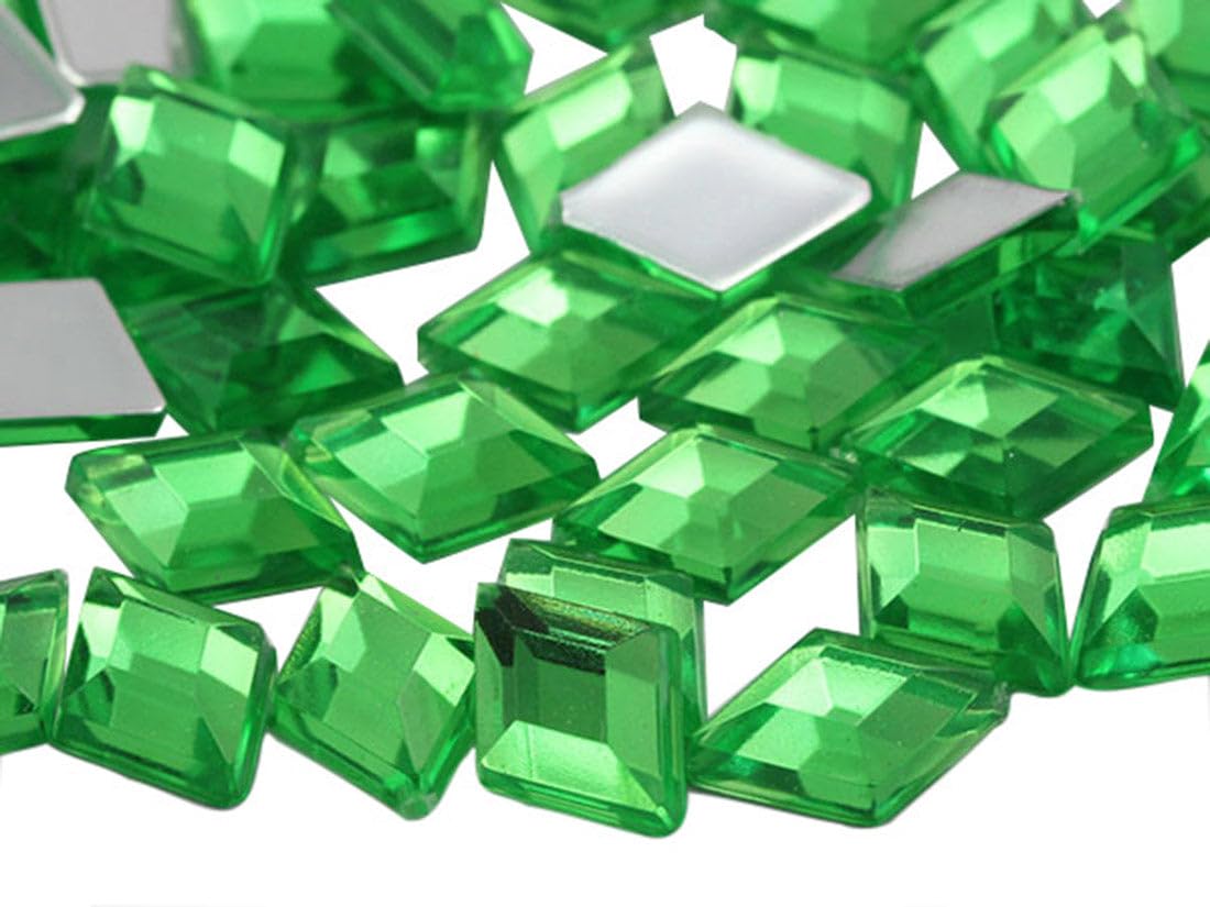 Allstarco 10x7mm Green Peridot .PD2 Flat Back Diamond Acrylic Rhinestones Plastic Gems for Jewelry Making Costume Jewels Cosplay Embelishments - 100 Pieces — image 1