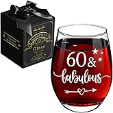 Pokolllee 60 Fabulous Wine Glass Turning 60th Birthday Gift, Funny 60 Fabulous Gift 60 Years Old, 60th Birthday Gifts for Women Mom Friends Wife Coworker Grandma Aunt Adult Humor