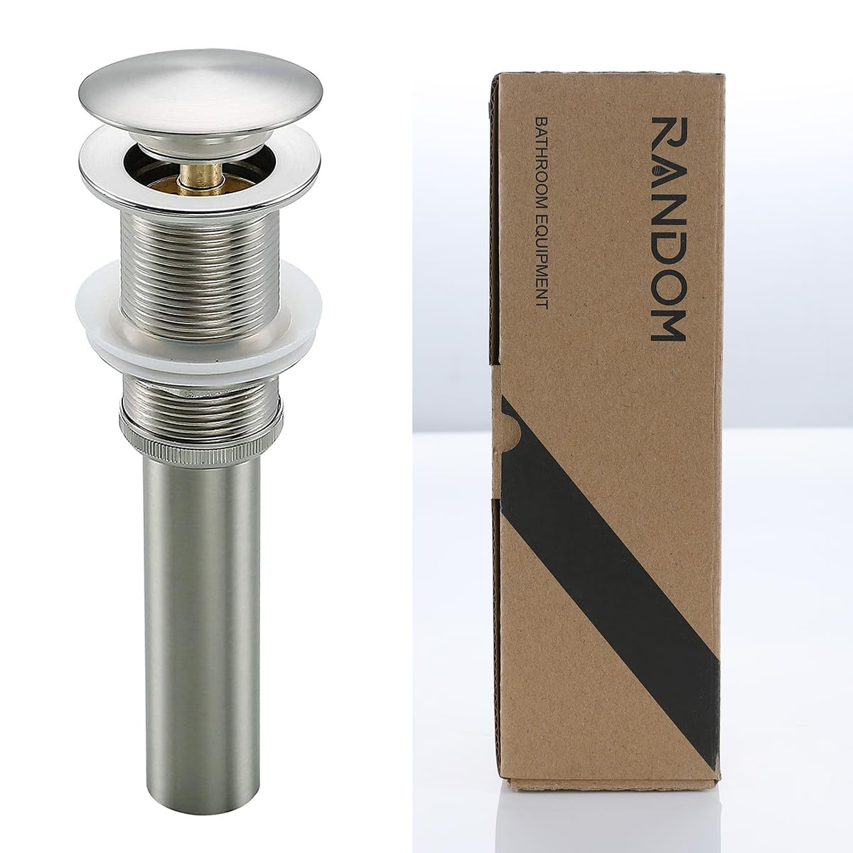 RANDOM Bathroom Faucet Vessel Vanity Sink Pop Up Drain Stopper without Overflow, Brushed Nickel also Chrome or Black or Brushed Gold or Oil Rubbed Bronze for Choose.(Pop Up Drain Brushed Nickel)