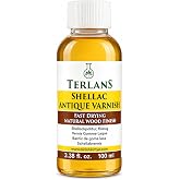 TERLANS Blonde Shellac Liquid 3.38 fl oz (100 ml) | Antique Wood Varnish for Musical Instruments &amp; Furniture | Natural Fast Drying Shellac Finish for Restoration &amp; Wood Protection