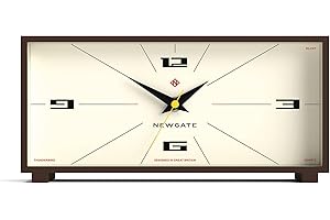 NEWGATE® Thunderbird Desk Clock | Retro Contemporary Rectangular Design | Mocha Brown | Modern mid Century Style for Desk, Mantel, Table top or Shelf