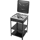 4-Burner Gas Stove, 300000BTU Portable Gas Stove with Support Leg Stand and Wind Blocking Cover Heavy Duty Propane Cooker Bbq Grill Camping for Outdoor Cooking