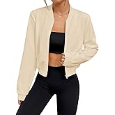 SweatyRocks Women's Lightweight Jackets Casual Basic Zip Up Cropped Bomber Jacket