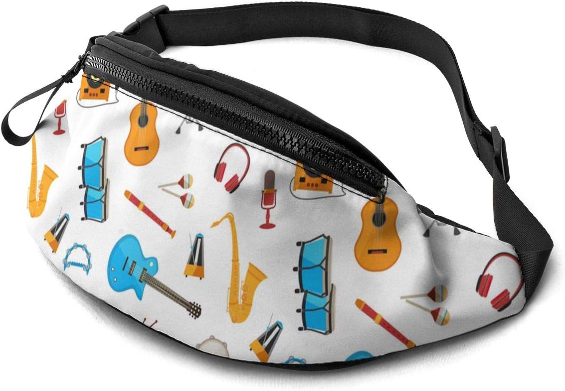 Bauchtasche mit Musikinstrumenten, weiß, für Herren und Damen, zum