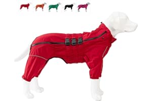 LOVELONGLONG Dogs Waterproof Jacket, Lightweight Waterproof Jacket Reflective Safety Dog Raincoat Windproof Snow-Proof Dog Vest for Small Medium Large Dogs Red L