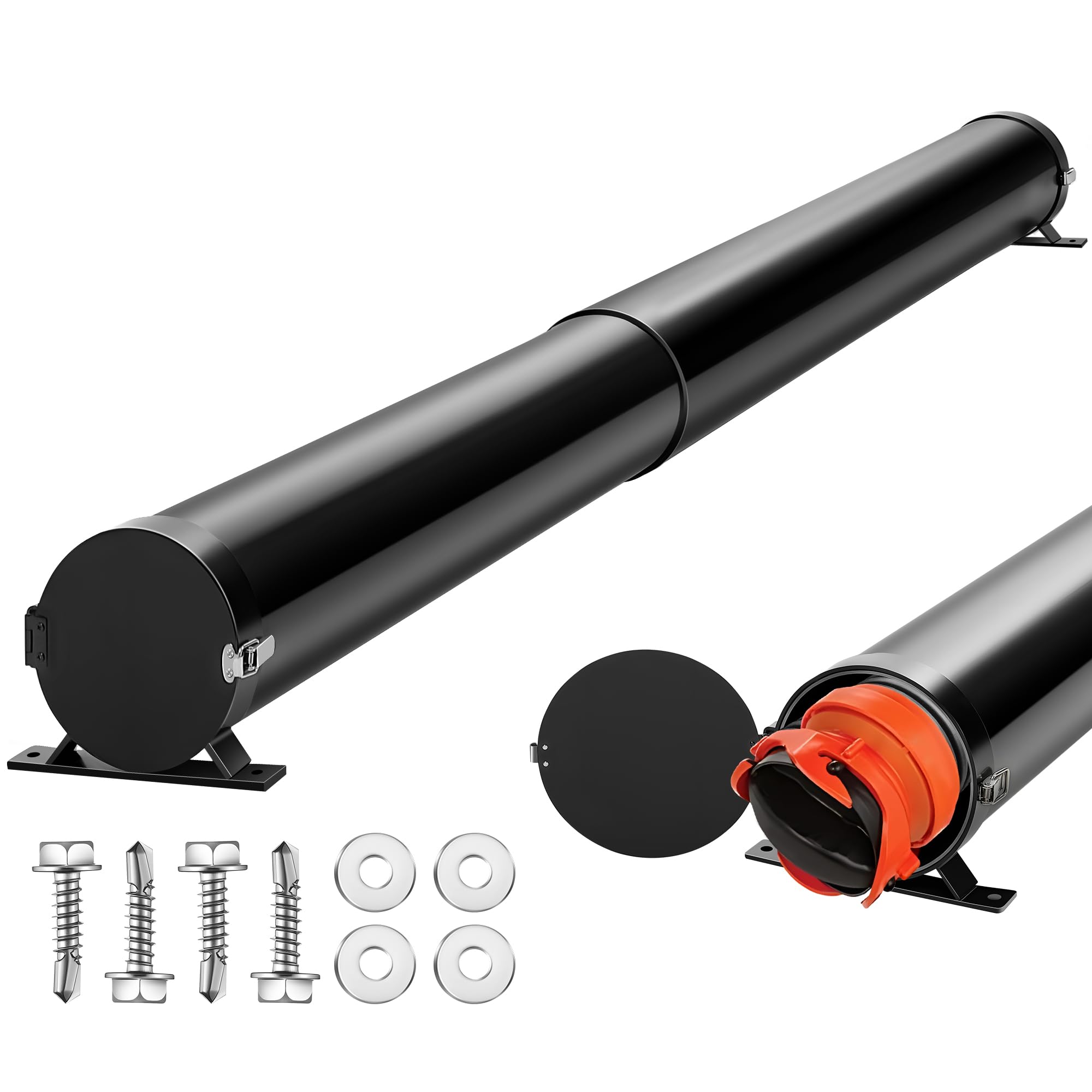 Photo 1 of *** minor scratches and missing assembly parts *** Dreyoo 43-85 RV Adjustable EZ Hose Carrier with Stainless Steel Lockable Door Cap, RV Extendable Waste Sewer Hose Carrier Super Slider Storage Tube, Black